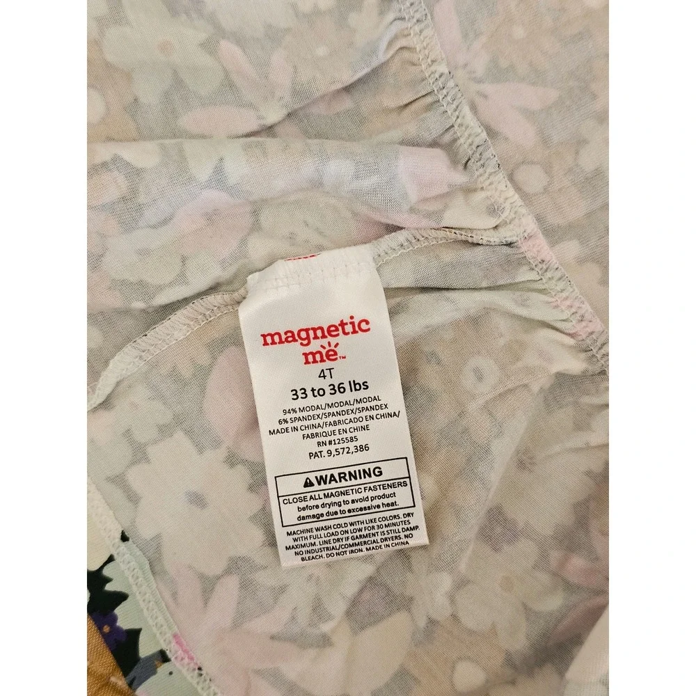 Magnetic Me Finchley 4T Toddler Neck Ruffle Long Sleeve Dress Floral‎ Modal NWT
